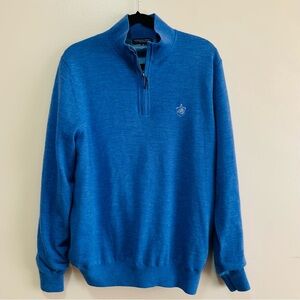 Fairway & Greene The Natural Barruffa Quarter Zip merino wool lined Sweater med